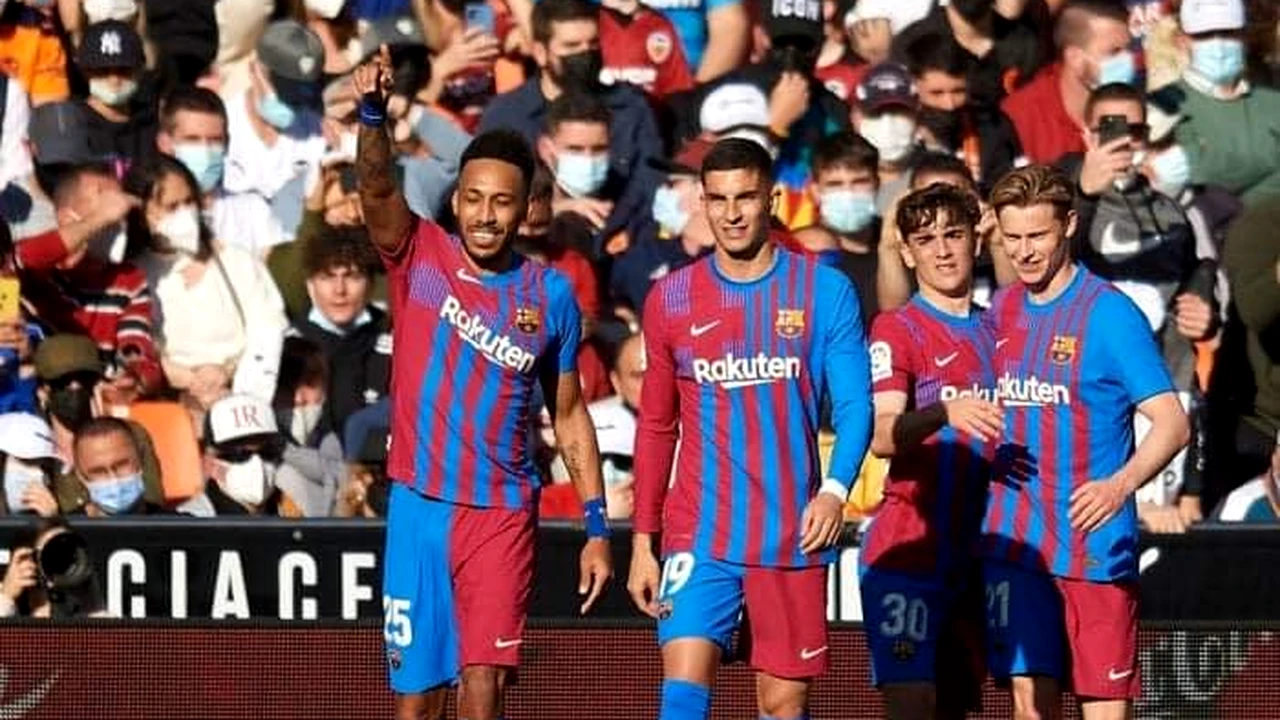 FOTO | Aubameyang, primele goluri pentru Barcelona! Catalanii revin pe loc de Liga Campionilor, după o victorie mare la Valencia