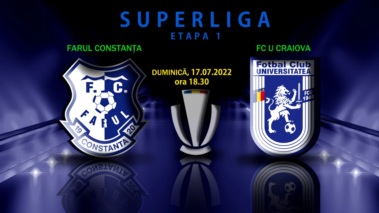 Farul Constanța – FC U Craiova 2-1. Grameni și Artean îi aduc lui Hagi prima victorie, cu două goluri senzaționale. Mariu Croitoru, eliminat la debutul pe banca oltenilor
