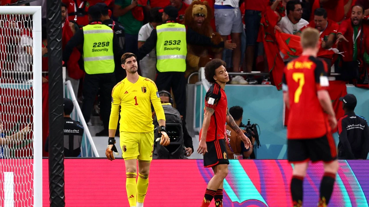 A lovit cu putere banca de rezerve. Gest necontrolat al lui Thibaut Coutois după ce naționala Belgiei a fost bătută de Maroc. FOTO