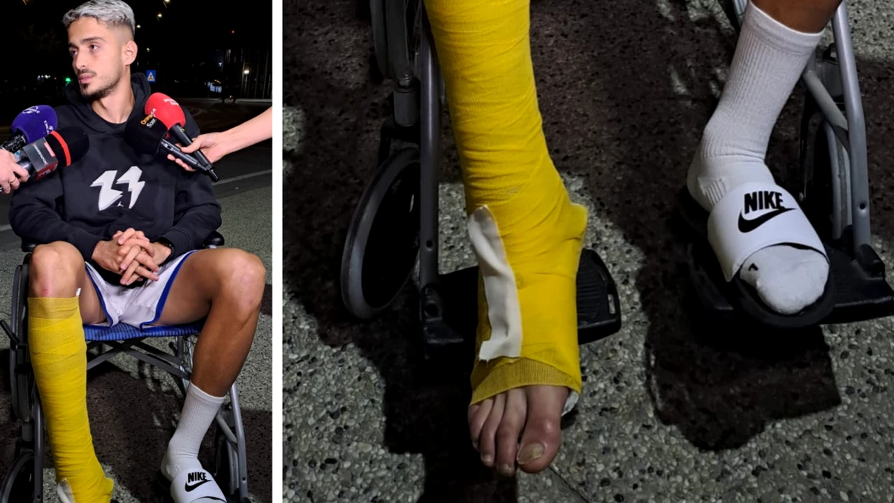 Albion Rrahmani a revenit la București în scaun cu rotile. Cum arată atacantul Rapidului după accidentarea horror de la națională. Foto