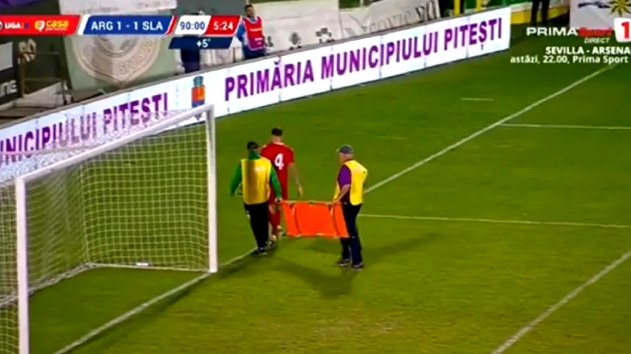 Un brancardier a vrut să lovească un jucător. Scene reprobabile la un meci de Liga 2 din România