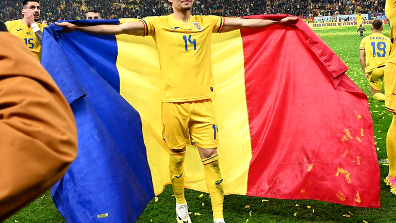 Regele Ianis Hagi. Jucătorul român, imagine superbă, înfășurat în tricolor, după ce naționala a ajuns la EURO 2024 de pe primul loc. Foto