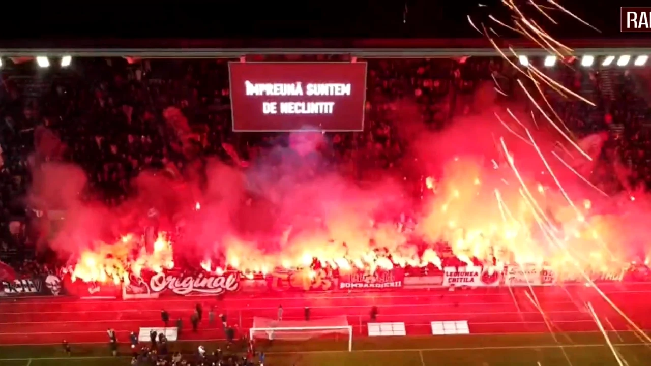 A început „Revelionul” în Giulești! Focuri de artificii și zeci de torțe. Imagini de colecție cu sărbătoarea Rapidului, după victoria cu Dinamo. Foto