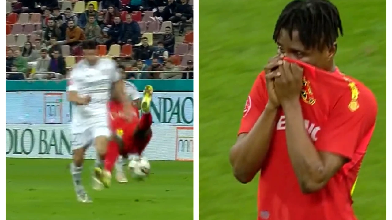 Dezastru pentru Nana Antwi! Eliminat după 18 minute în primul meci ca titular la FCSB. VAR a intervenit de urgență. Video