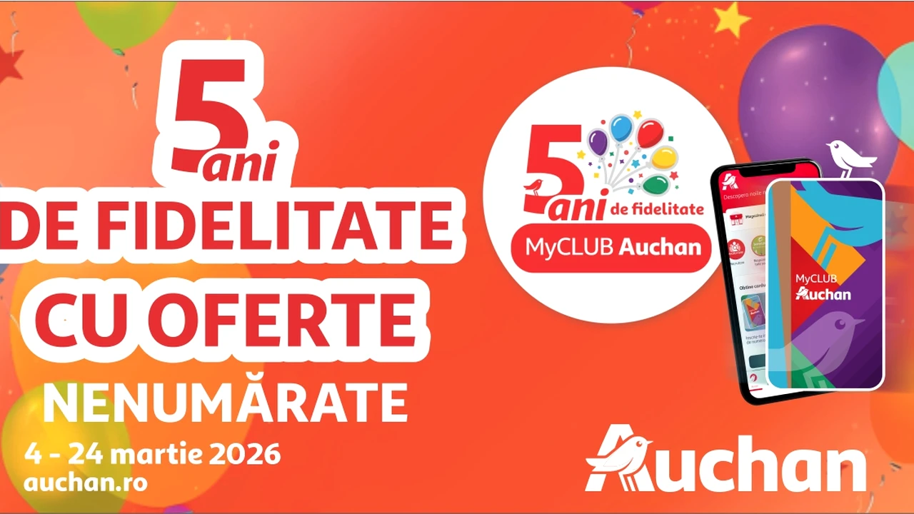 Peste 60% din cumpărăturile din Auchan sunt realizate cu cardul de fidelitate: MyCLUB Auchan sărbătorește 5 ani și depășește 2 milioane de membri activi