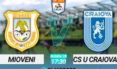CS Mioveni – Universitatea Craiova 0-3. Meci extrem de solid făcut de olteni, care ajung la a cincea victorie consecutivă în Liga 1 și își asigură matematic prezența în play-off
