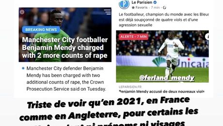 Presa din Anglia și Franța i-a confundat pe Edouard și Ferland Mendy cu Benjamin, fotbalistul lui Manchester City. Acesta are șase acuzații de viol și una de agresiune sexuală