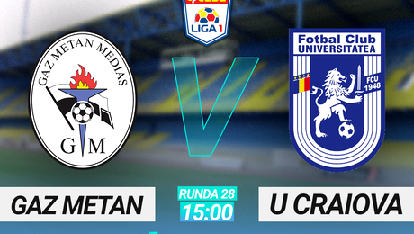 Gaz Metan Mediaș – FC U. Craiova 0-3. Victorie fără drept de apel a oltenilor, care părăsesc zona periculoasă a clasamentului