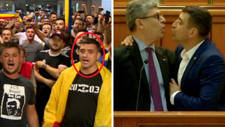 Gest golănesc în Parlamentul României! George Simion n-a uitat că e ULTRAS la origini! A bruscat un ministru