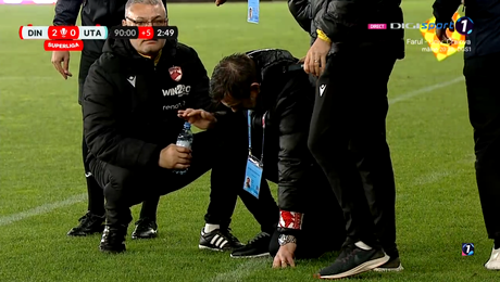 Lui Kopic i s-a făcut rău pe marginea terenului! Scene greu de privit în prelungirile meciului Dinamo – UTA. Ce s-a întâmplat