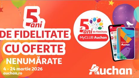 Peste 60% din cumpărăturile din Auchan sunt realizate cu cardul de fidelitate: MyCLUB Auchan sărbătorește 5 ani și depășește 2 milioane de membri activi